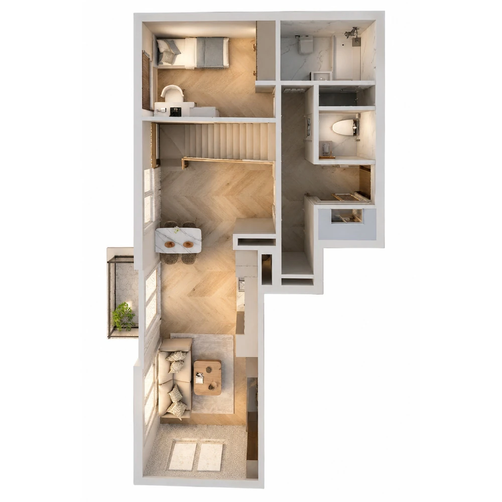 План квартиры с одной спальней City Villa