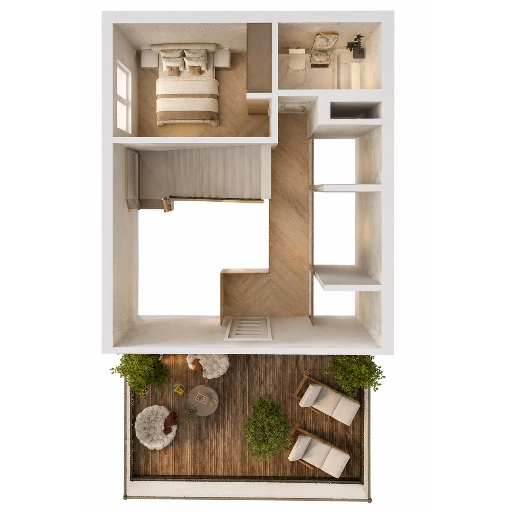 План квартиры с двумя спальнями City Villa